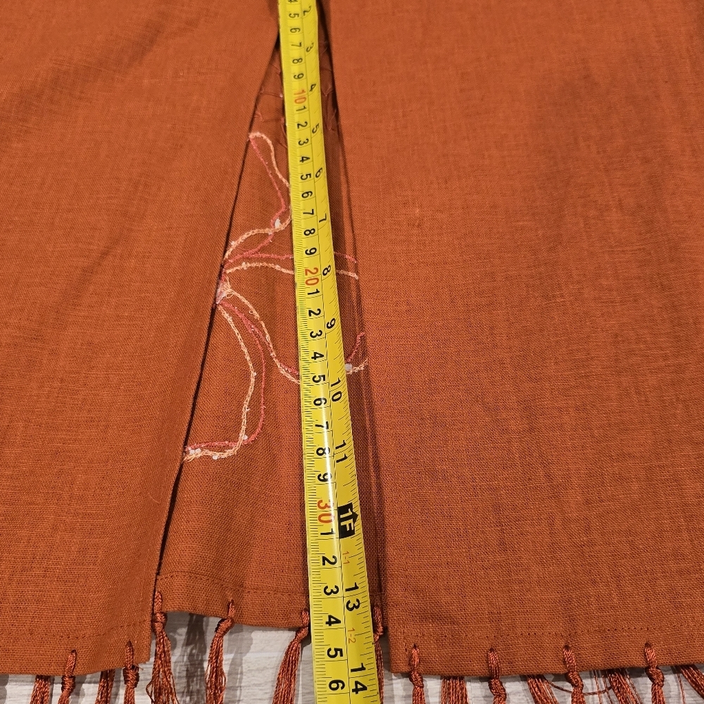 REQUIREMENTS Womens Martinque Adobe Embroidered Fringe Detail Midi Skirt Size M. - Picture 11 of 11